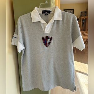 Vintage 90s Polo Sport 67 Collar Two Tone Men’s Embroidery Shield Shirt Size Lg